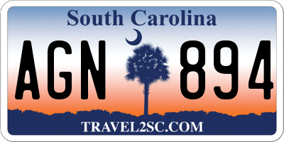 SC license plate AGN894