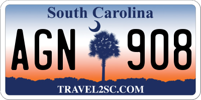 SC license plate AGN908
