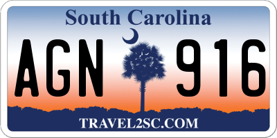 SC license plate AGN916