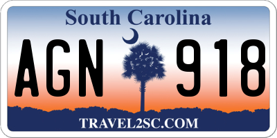 SC license plate AGN918
