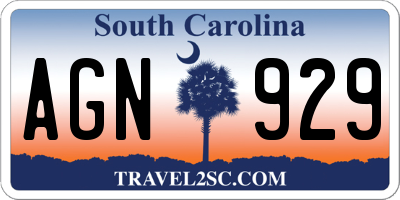 SC license plate AGN929