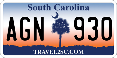 SC license plate AGN930