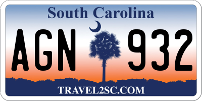 SC license plate AGN932