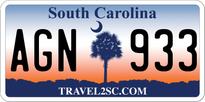 SC license plate AGN933