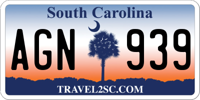 SC license plate AGN939