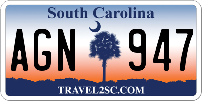 SC license plate AGN947