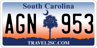 SC license plate AGN953