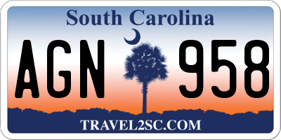 SC license plate AGN958