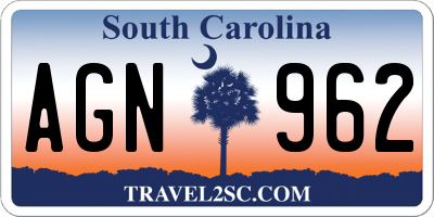 SC license plate AGN962
