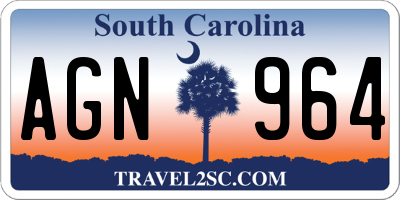 SC license plate AGN964