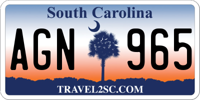 SC license plate AGN965