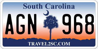 SC license plate AGN968