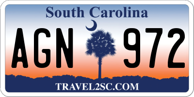 SC license plate AGN972