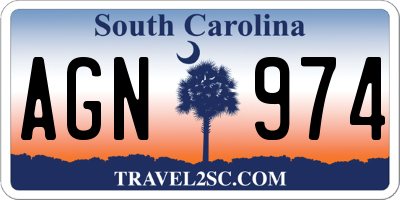 SC license plate AGN974