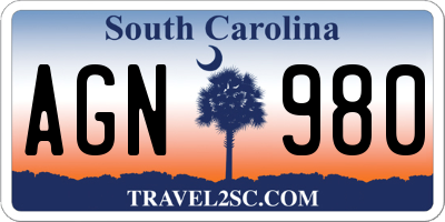 SC license plate AGN980