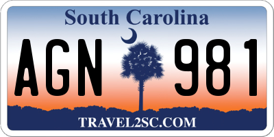 SC license plate AGN981