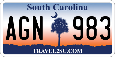 SC license plate AGN983