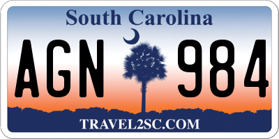 SC license plate AGN984