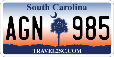SC license plate AGN985