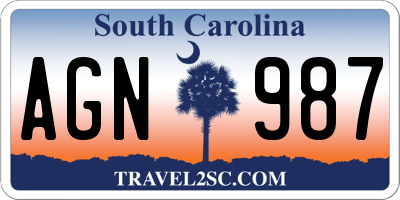 SC license plate AGN987