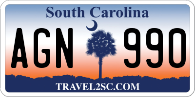 SC license plate AGN990