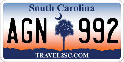 SC license plate AGN992
