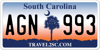 SC license plate AGN993
