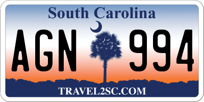 SC license plate AGN994