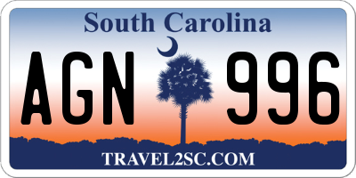 SC license plate AGN996