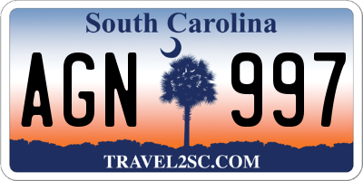SC license plate AGN997
