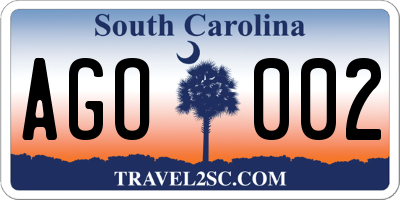SC license plate AGO002
