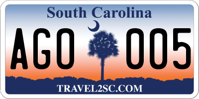 SC license plate AGO005