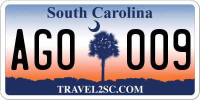 SC license plate AGO009