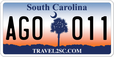 SC license plate AGO011