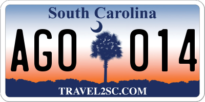 SC license plate AGO014