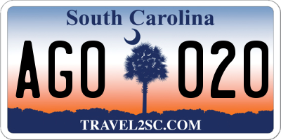 SC license plate AGO020