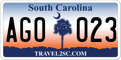 SC license plate AGO023