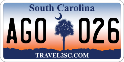 SC license plate AGO026
