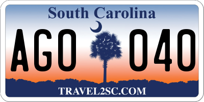 SC license plate AGO040