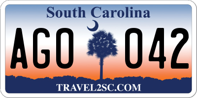 SC license plate AGO042