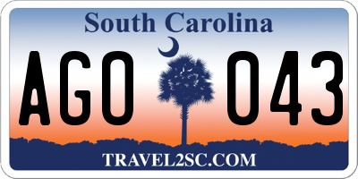 SC license plate AGO043
