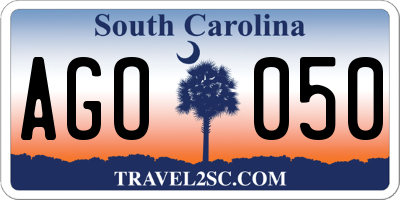 SC license plate AGO050