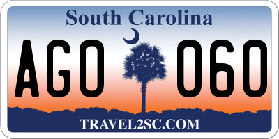 SC license plate AGO060