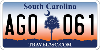 SC license plate AGO061