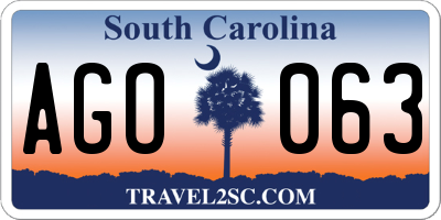 SC license plate AGO063