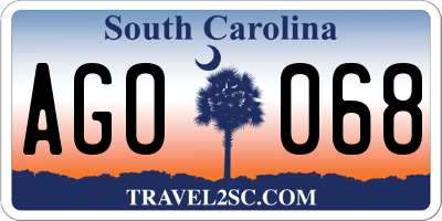 SC license plate AGO068