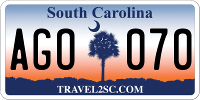 SC license plate AGO070