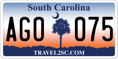 SC license plate AGO075