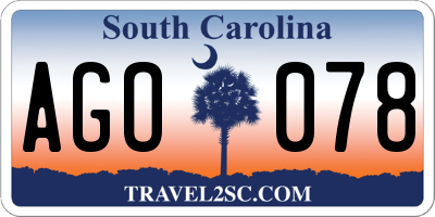 SC license plate AGO078