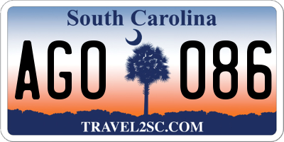 SC license plate AGO086